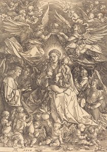 Dziewica otoczona wieloma aniołami, 1518. autorstwa Albrecht Dürer
