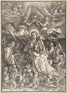 Dziewica otoczona wieloma aniołami, 1518. autorstwa Albrecht Dürer