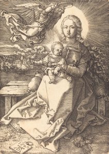 Dziewica z Dzieciątkiem ukoronowana przez jednego anioła, 1520. autorstwa Albrecht Dürer