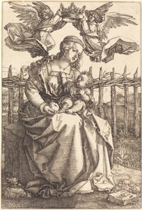 Dziewica z Dzieciątkiem ukoronowana przez dwa anioły autorstwa Albrecht Dürer