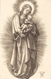 Dziewica z Dzieciątkiem na półksiężycu z diademem, 1514. autorstwa Albrecht Dürer