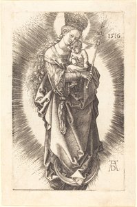 Dziewica z Dzieciątkiem na półksiężycu z berłem i gwiaździstą koroną autorstwa Albrecht Dürer