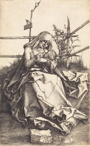 Dziewica z Dzieciątkiem na ławce z trawy, 1503. autorstwa Albrecht Dürer