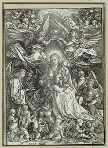 Dziewica z Dzieciątkiem w otoczeniu aniołów, 1518 autorstwa Albrecht Dürer