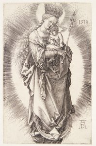 Dziewica na półksiężycu z koroną z gwiazd i berłem autorstwa Albrecht Dürer