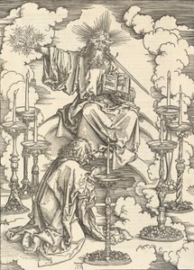 Wizja siedmiu świeczników, 1498. autorstwa Albrecht Dürer