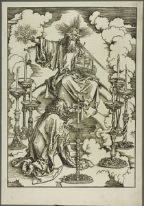 Wizja siedmiu świeczników z Apokalipsy autorstwa Albrecht Dürer