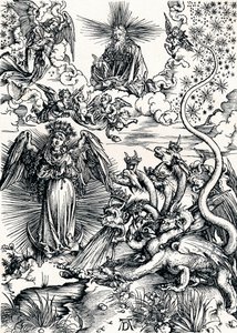 Kobieta odziana w słońce i siedmiogłowego smoka, 1498 1906 autorstwa Albrecht Dürer