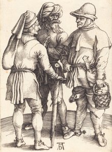 Trzej chłopi w rozmowie, c. 1497. autorstwa Albrecht Dürer