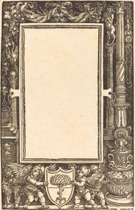 Granica tytułowa z Putti trzymającym broń Pirckheimer, prawdopodobnie 1513. autorstwa Albrecht Dürer