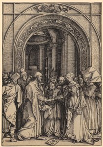 Zaręczyny Maryi, strona 7 z cyklu „Życie Maryi” autorstwa Albrecht Dürer