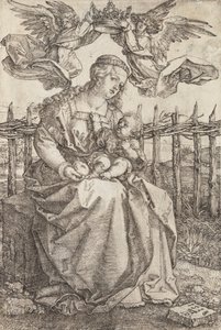 Dziewica Maryja ukoronowana przez dwa anioły autorstwa Albrecht Dürer