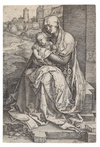 Dziewica z Dzieciątkiem siedzący przy ścianie, 1514. autorstwa Albrecht Dürer