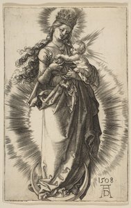 Dziewica na półksiężycu z gwiaździstą koroną, 1508. autorstwa Albrecht Dürer