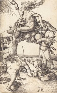 Czarownica jadąca na kozie, c. 15001501. autorstwa Albrecht Dürer