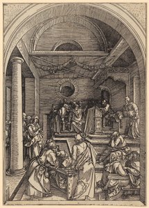Dwunastoletni Jezus w świątyni, strona 16 serii „Życie Maryi” autorstwa Albrecht Dürer