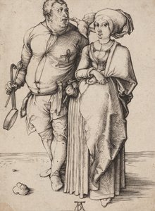 Kucharz i jego żona, c.1496 (grawerowanie) autorstwa Albrecht Dürer