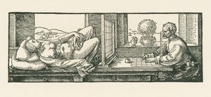 Mężczyzna rysujący leżącą kobietę autorstwa Albrecht Dürer or Duerer