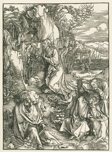 Agonia w Ogrójcu - Chrystus na Górze Oliwnej, ok. 1496-97 (drzeworyt) autorstwa Albrecht Dürer or Duerer