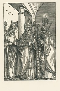 Biskup Mikołaj, święci Ulryk i Erazm, ok. 1505 r. (drzeworyt) autorstwa Albrecht Dürer or Duerer