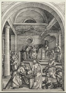 Chrystus spierający się z lekarzami, ok. 1503-1504 (drzeworyt) autorstwa Albrecht Dürer or Duerer