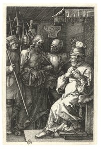 Chrystus przed Kajfaszem. 1512 (Grawer Burin na miedzi) autorstwa Albrecht Dürer
