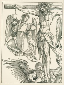 Chrystus na krzyżu z trzema aniołami, ok. 1513-13 (drzeworyt) autorstwa Albrecht Dürer or Duerer