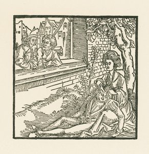 Delilah obcina włosy Samsonowi autorstwa Albrecht Dürer or Duerer