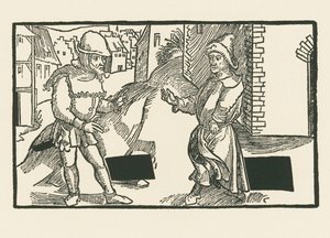 Demea i Micio, ok. 1492-93 (drzeworyt) autorstwa Albrecht Dürer or Duerer