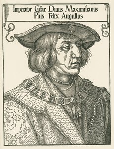 Cesarz Maksymilian I, ok. 1519 r. (drzeworyt) autorstwa Albrecht Dürer or Duerer