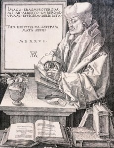 Erazm z Rotterdamu (Rotterdam 1466-1469 - Bazylea 1536), humanista i teolog autorstwa Albrecht Dürer