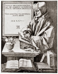 Erazma do jego pisarstwa - rycina Albrechta Durera reprodukowana na początku XX wieku. autorstwa Albrecht Dürer