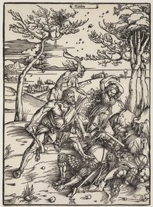 Herkules podbija Kakus, ok. 1496 (drzewryt) autorstwa Albrecht Dürer
