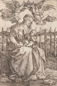 Matka Boska ukoronowana przez dwa anioły - miedzioryt Albrechta Durera (1471-1528) autorstwa Albrecht Dürer