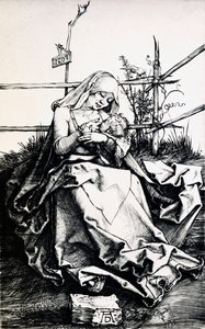 Madonna z Dzieciątkiem w ogrodzeniu (grawerowanie na miedzi) autorstwa Albrecht Dürer