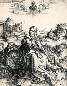 Madonna com um polonês de libélula (gravura) autorstwa Albrecht Dürer
