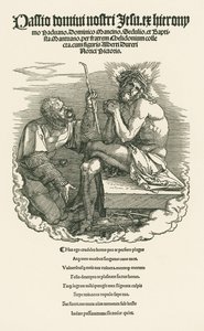Człowiek Boleści wyśmiewany przez żołnierza, ok. 1511 (drzeworyt) autorstwa Albrecht Dürer or Duerer