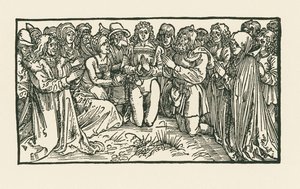 Mężczyźni i kobiety na modlitwie autorstwa Albrecht Dürer or Duerer