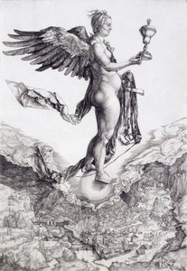 Nemezis (Wielka Fortuna) (rycina) (patrz także 73790) autorstwa Albrecht Dürer