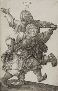 Tańcząca para chłopska, 1514 autorstwa Albrecht Dürer