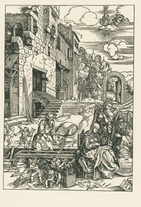 Odpoczynek podczas lotu do Egiptu, ok. 1502 r. (drzeworyt) autorstwa Albrecht Dürer or Duerer