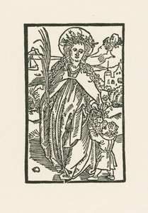 Święta Dorota. Ilustracja do Hortulus Anime. Wydrukowano przez Michael Furter, Bazylea autorstwa Albrecht Dürer or Duerer