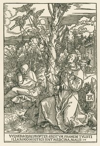 Święty Franciszek otrzymujący stygmaty, ok. 1503-04 (drzeworyt) autorstwa Albrecht Dürer or Duerer