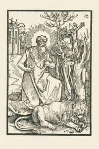 Święty Hieronim. Ilustracja do Lukas von Prag: Apologia. Druk: Hieronymus Höltzel, Norymberga autorstwa Albrecht Dürer or Duerer