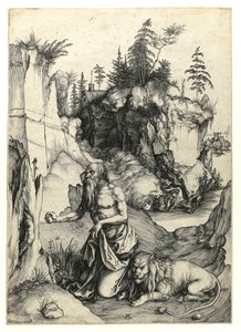 Święty Hieronim pokutnik, c.1497 (rycina Burina) autorstwa Albrecht Dürer