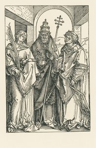 Święci Szczepan, Sykstus i Wawrzyniec, ok. 1504-05 (drzeworyt) autorstwa Albrecht Dürer or Duerer
