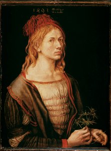 Autoportret z osetem (malarstwo, klej pergaminowy na płótnie) autorstwa Albrecht Dürer