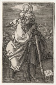 Św. Krzysztof zwrócony w lewo autorstwa Albrecht Dürer or Duerer