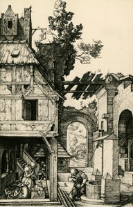 Adoracja Dzieciątka, rycina Albrechta Durera (1471-1528). autorstwa Albrecht Dürer