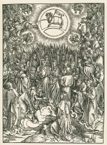 Adoracja Baranka i Hymn wybranych. Objawienie Świętego Jana, ok. 1496-97 (drzeworyt) autorstwa Albrecht Dürer or Duerer